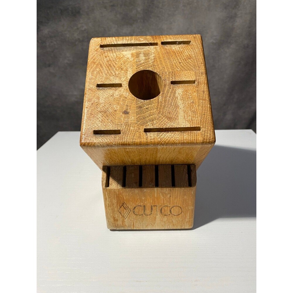 Cutco Honey Oak Wood Knife Block 13 Slot Holder Storage Organizer USA